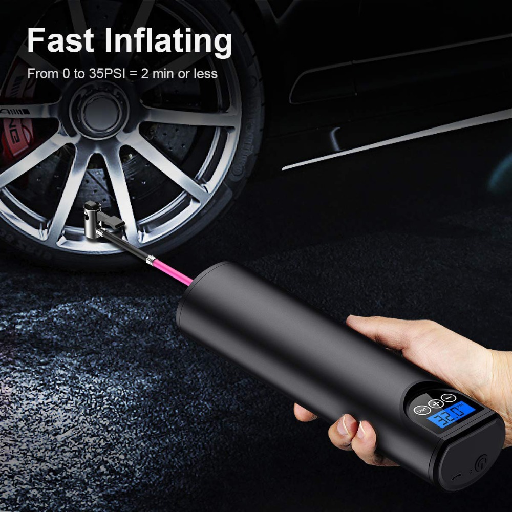 Balls Interesty Car Compressor Tyre Inflator Portable Wireless Digital Tyre Inflator Tire Pressure Monitor Air Pump For Car Tires Swim Rings Motorcycle Bicycle 