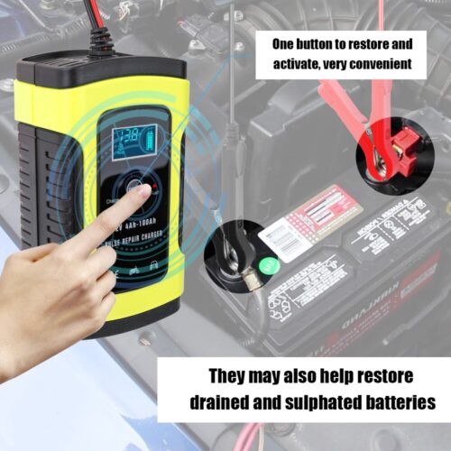 12V 6A Full Automatic Car Battery Charger Intelligent Fast Power Charging Pulse Repair Chargers Wet Dry Lead Acid Battery-charge