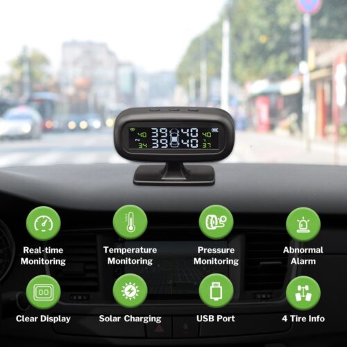 Deelife Tire Pressure Sensor TPMS Car Solar Monitor TMPS Control Tyre Pressure Monitoring System External Internal Sensors