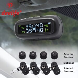 Deelife Tire Pressure Sensor TPMS Car Solar Monitor TMPS Control Tyre Pressure Monitoring System External Internal Sensors