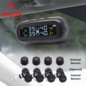 Deelife Tire Pressure Sensor TPMS Car Solar Monitor TMPS Control Tyre Pressure Monitoring System External Internal Sensors