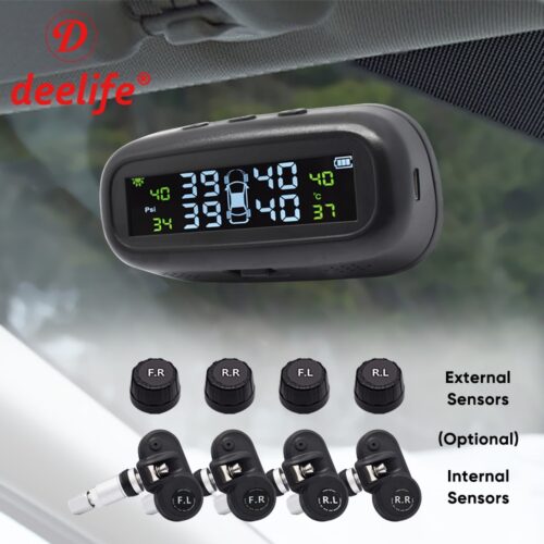 Deelife Tire Pressure Sensor TPMS Car Solar Monitor TMPS Control Tyre Pressure Monitoring System External Internal Sensors