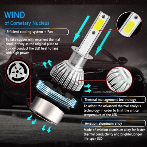 PANDUK C6 H1 H3 Led Headlight Bulbs H7 LED Car Lights H4 880 H11 HB3 9005 HB4 9006 H13 6000K 72W 12V 8000LM Auto Headlamps