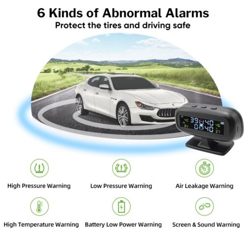 Deelife Tire Pressure Sensor TPMS Car Solar Monitor TMPS Control Tyre Pressure Monitoring System External Internal Sensors