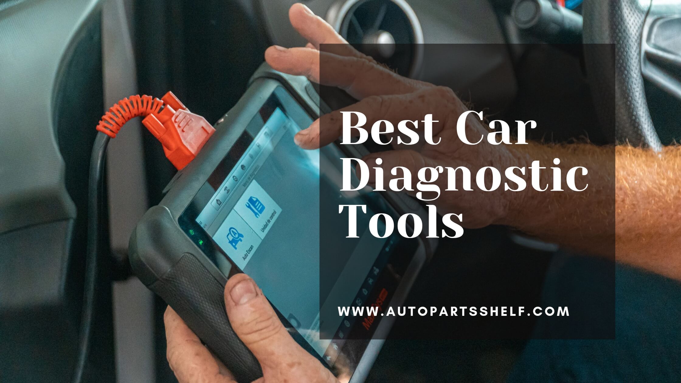 Man Checking on auto diagnostic tool