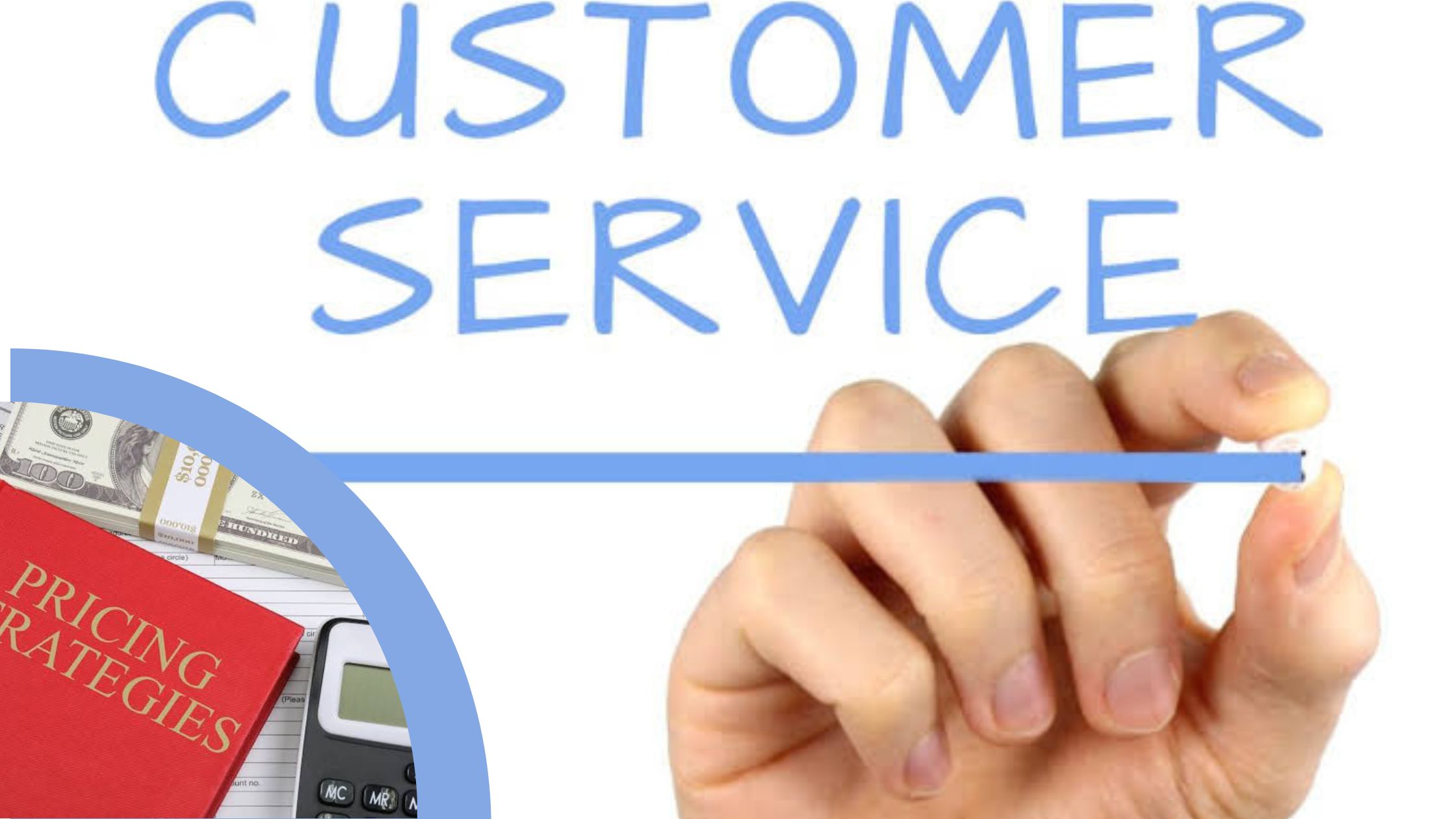 Human Hand Writing Words 'Customer Service '